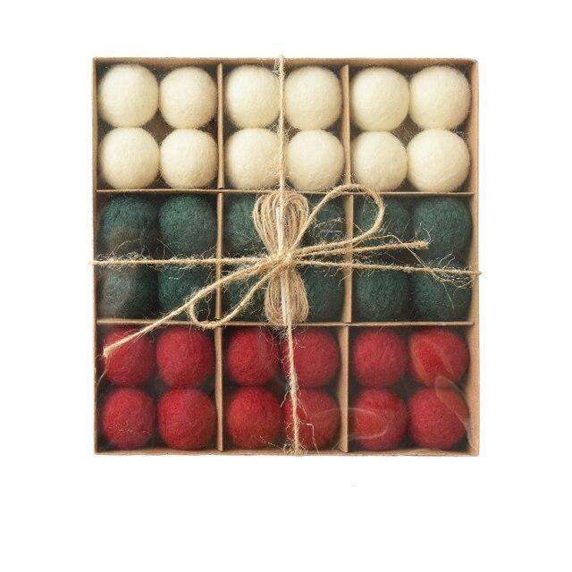 Set of 36 Cozy Wool Holiday Ornaments