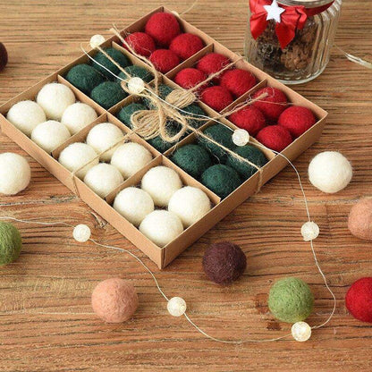 Set of 36 Cozy Wool Holiday Ornaments