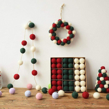Set of 36 Cozy Wool Holiday Ornaments