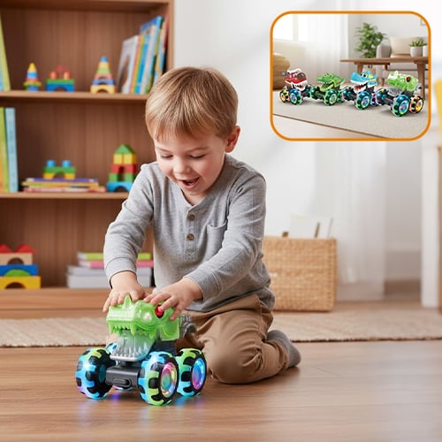 Shark Glide LED Toy Car | 360° Spins & Dazzling Lights | Durable Fun for Kids