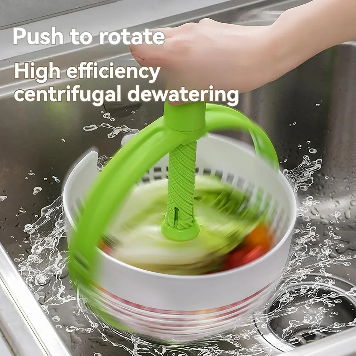 Vegetable Cleaning and Dehydrating Basket with Rotating Drain