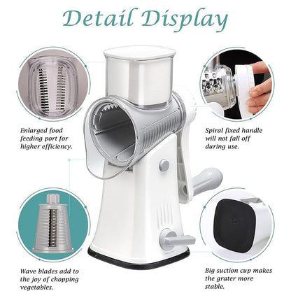 Rotating Cheese Grater and Slicer - 5-in-1 Kitchen Tool