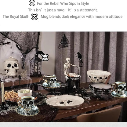 Artistic Hand-Painted Skull Mug – Gothic Nocturnal Decoration