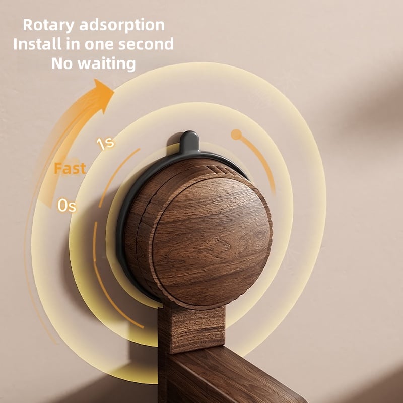 Drill-Free Toilet Paper Holder in Walnut Wood - Suction Cup Design