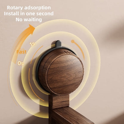 Drill-Free Toilet Paper Holder in Walnut Wood - Suction Cup Design