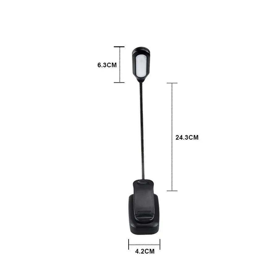 Flexible LED Reading Light with Clip-On Mount | Battery Operated & Portable | Ideal for Bed, Table & Books