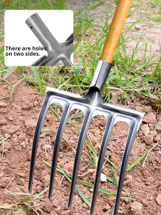 4-Prong Garden Fork | Hand Tool Made of Manganese Steel | Soil Loosening & Weed Removal | Agriculture & Garden Care