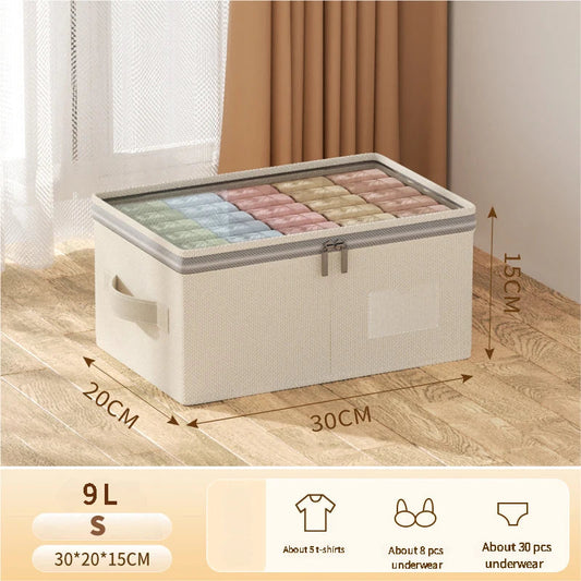 Collapsible Wardrobe Organizer with Lid | Large Storage Box for Clothes