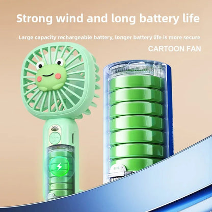 Portable Mini Fan – Rechargeable USB, Quiet Cartoon Design, Great Gift