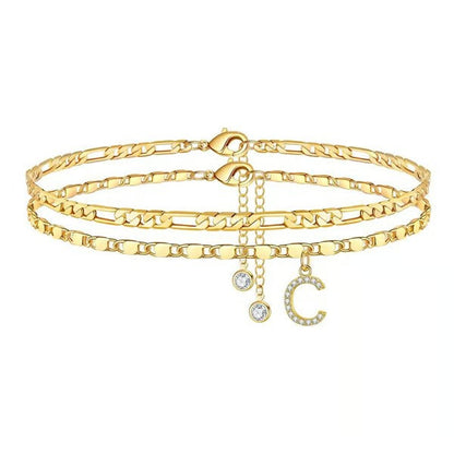 Customizable Layered Anklet | Adjustable & Hypoallergenic | Gold/Silver | 21.5 cm + 5 cm