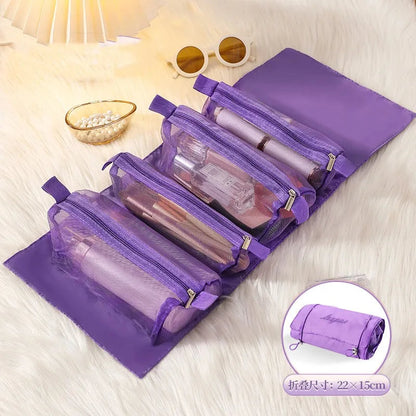 4-in-1 Removable Cosmetic Organizer Bag | Spacious & Portable | Foldable Travel Beauty Case