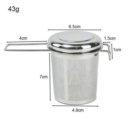 Collapsible Stainless Steel Tea Infuser with Lid and Dual Handles - 9.5x4.8x9.5 cm