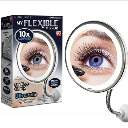 Illuminated 10x Magnification Wall-Mount Vanity Mirror