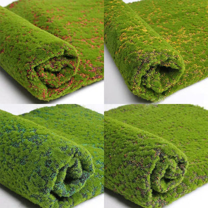 Green Artificial Turf with Moss-Like Plant Appearance