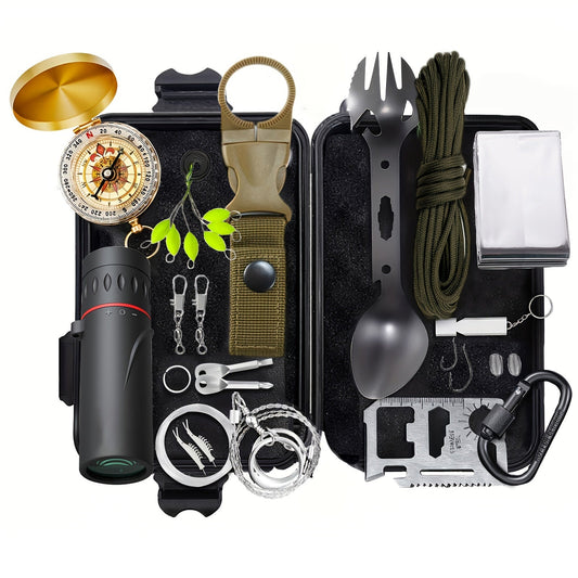 14-in-1 Compact Survival Kit for Outdoor and Emergency Use