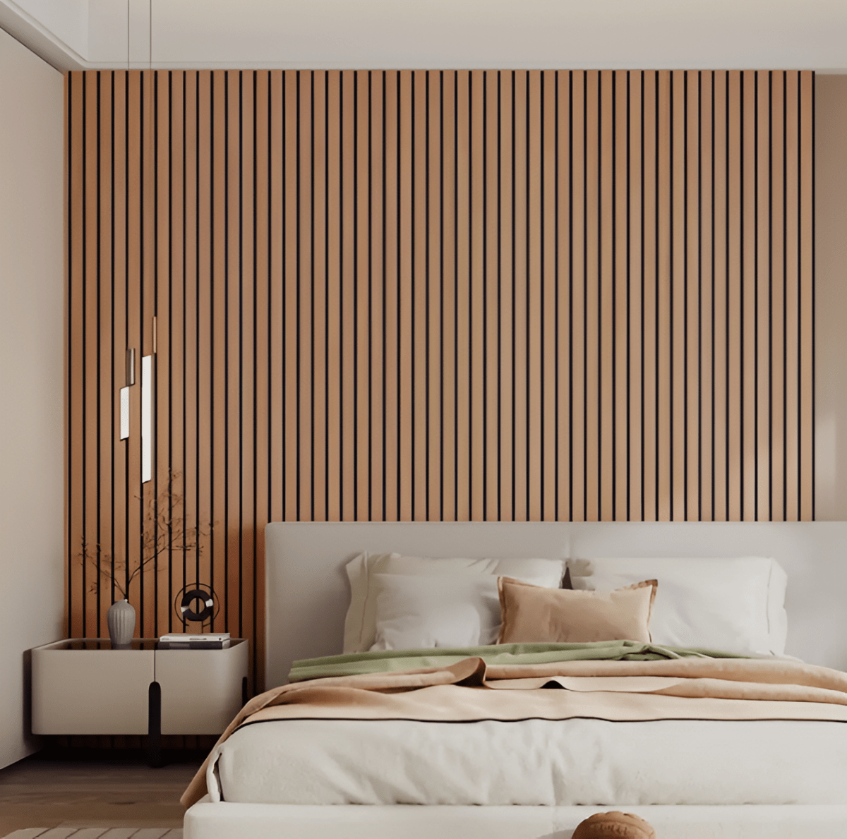 Waterproof PVC Wall Panels with Wood Slat Design, 40x300 cm Roll