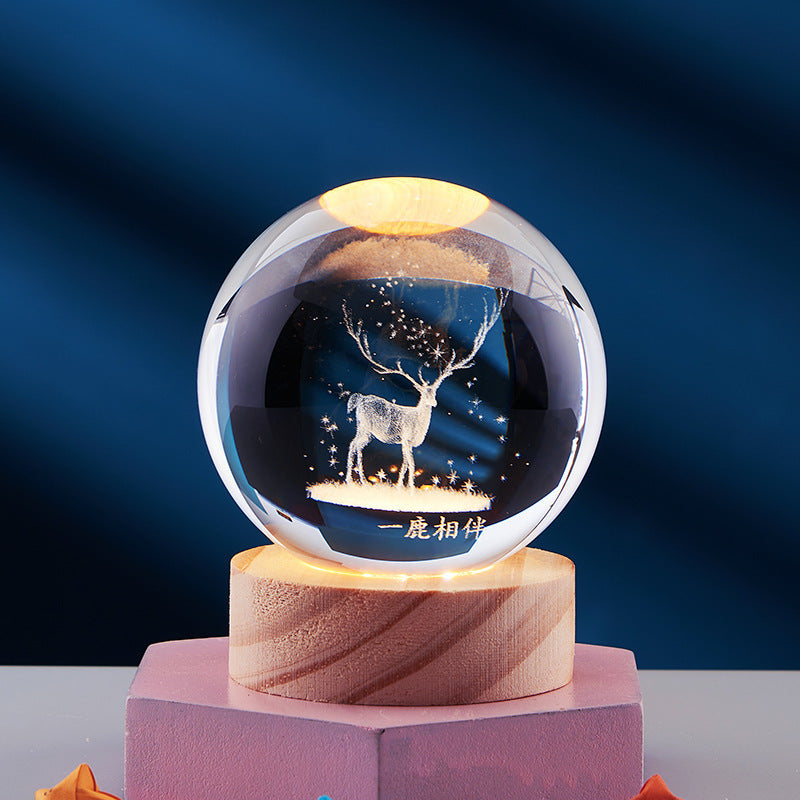LED Table Lamp with 3D Crystal Glow Effect