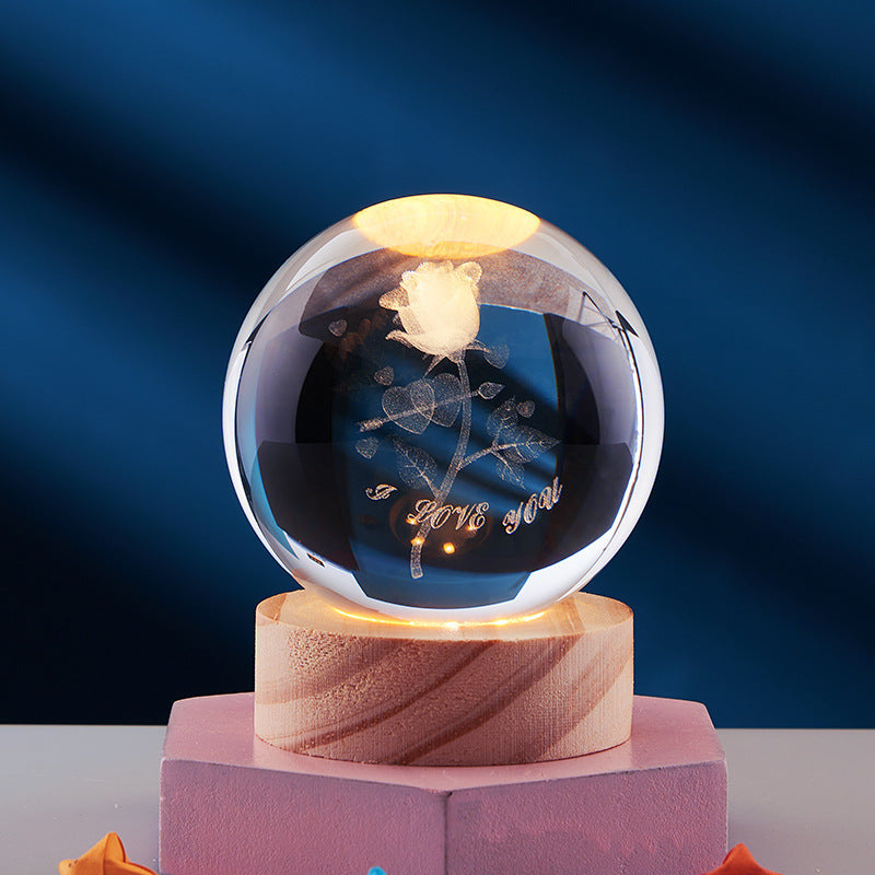 LED Table Lamp with 3D Crystal Glow Effect