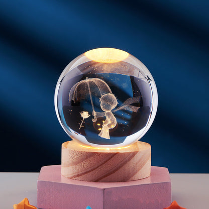 LED Table Lamp with 3D Crystal Glow Effect