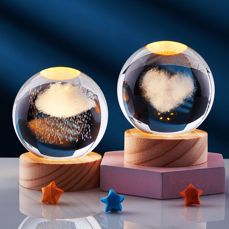 LED Table Lamp with 3D Crystal Glow Effect