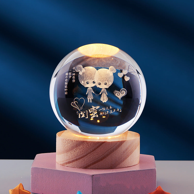LED Table Lamp with 3D Crystal Glow Effect