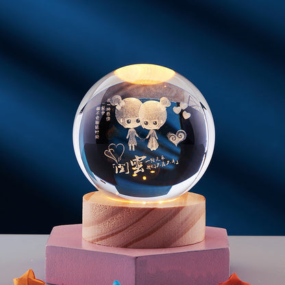 LED Table Lamp with 3D Crystal Glow Effect