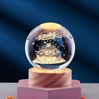 LED Table Lamp with 3D Crystal Glow Effect