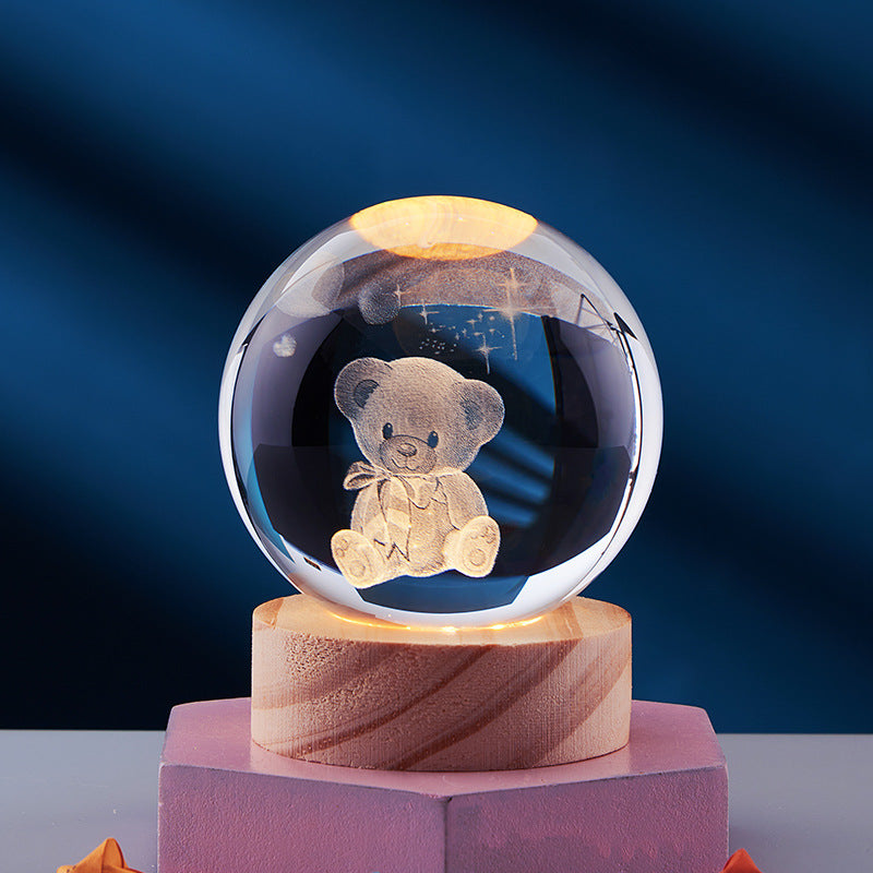 LED Table Lamp with 3D Crystal Glow Effect