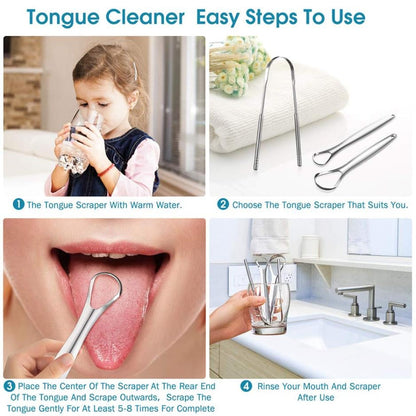 Set of 3 Stainless Steel Tongue Scrapers