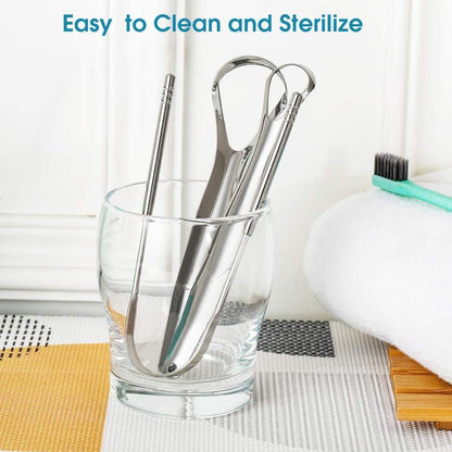 Set of 3 Stainless Steel Tongue Scrapers