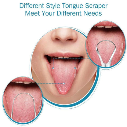 Set of 3 Stainless Steel Tongue Scrapers