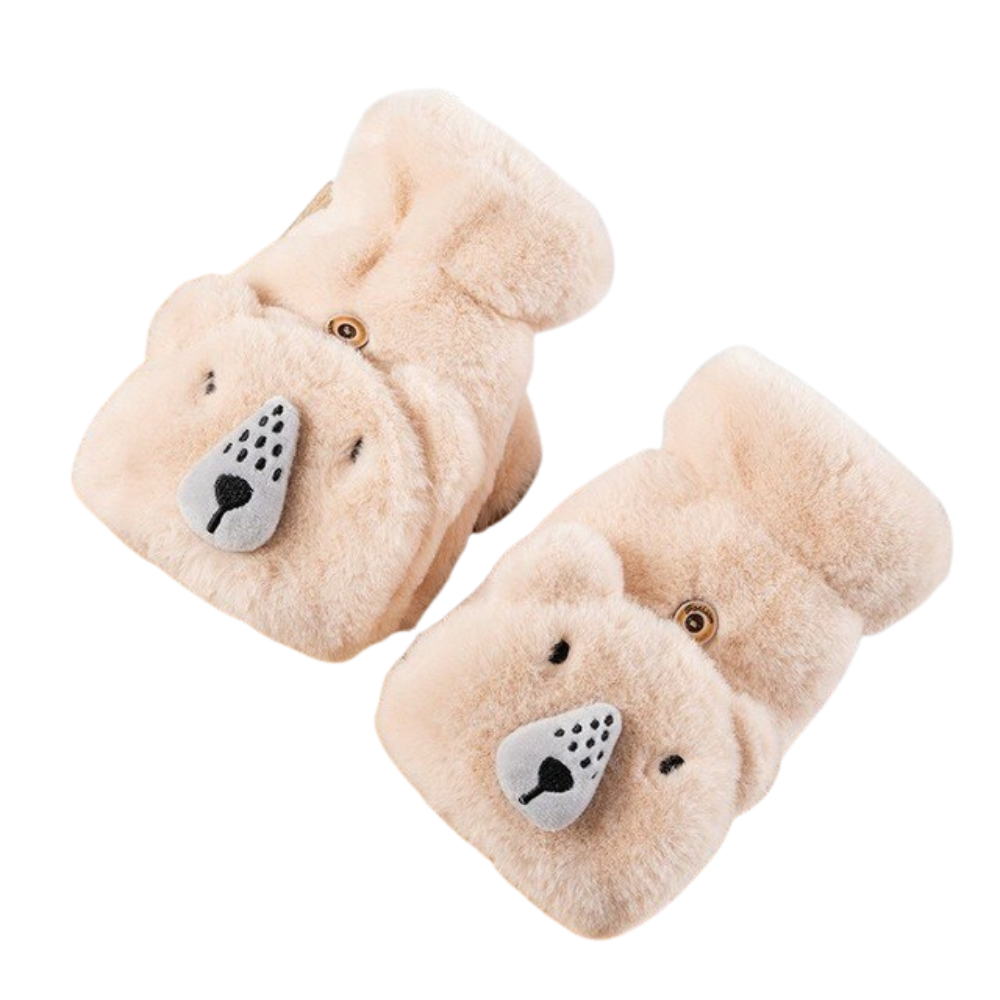 Winter Gloves for Women - Adorable Bear Fur Mittens