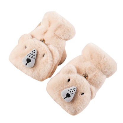 Winter Gloves for Women - Adorable Bear Fur Mittens