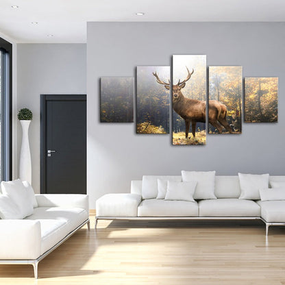 Serene Forest Majesty - 5 Panel Canvas Art