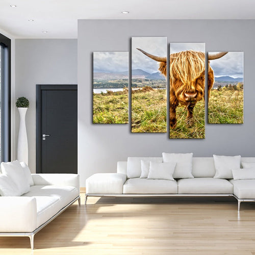 Charming Cow Canvas Art Set – 4 Stunning Pieces for Your Walls
