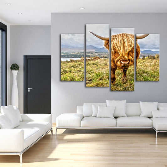 Charming Cow Canvas Art Set – 4 Stunning Pieces for Your Walls