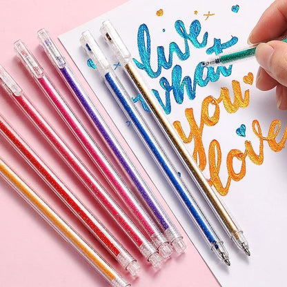 18-Color Gel Pen Set – Glitter and Metallic Effects for Creative Use