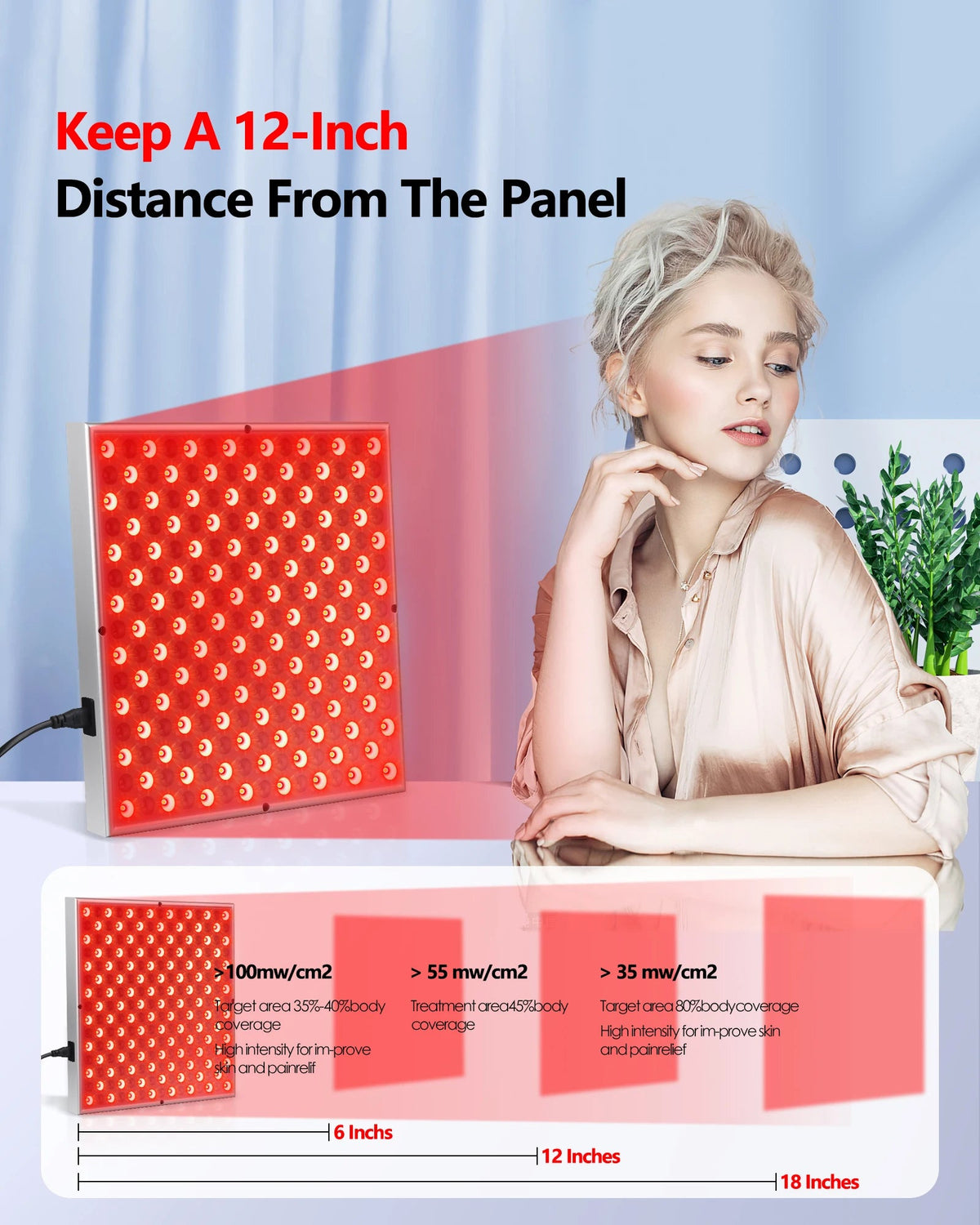 LED Light Therapy Device | 660nm 850nm Near Infrared Lamp for Skin & Body