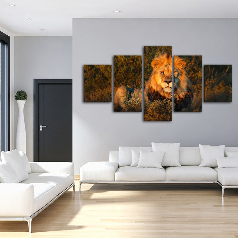 Majestic Lion Canvas Art Set - 5 Pieces for Home Decor