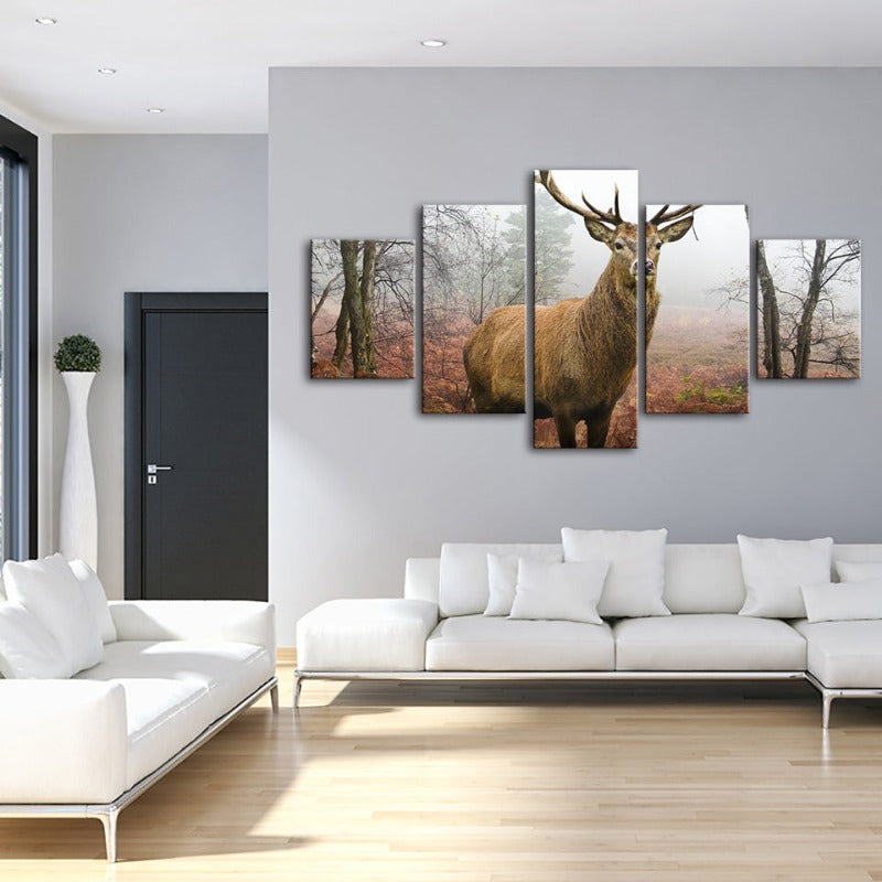 Serene Autumn Deer - 5 Piece Canvas Art Set