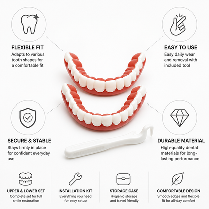 ComfortFlex Dental Replacement Set for Upper & Lower Teeth