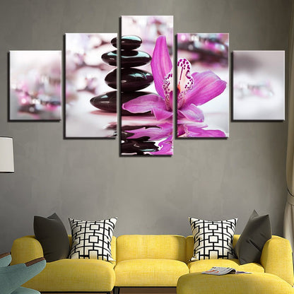 Stunning Five-Piece Canvas Art with Blooming Flower