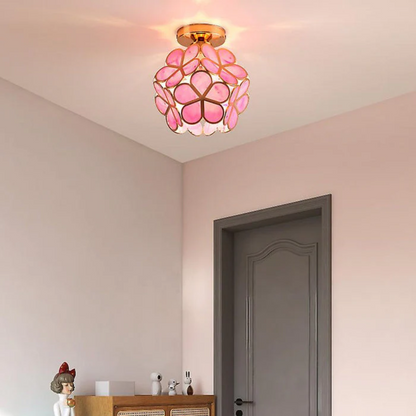 Modern Floral Glass Ceiling Light - Flush Mount Design