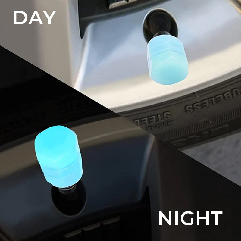 Set of 4 Universal Fluorescent Tire Valve Caps