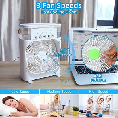 7-Colour LED Light and 3-in-1 Fan - Versatile Cooling Solution
