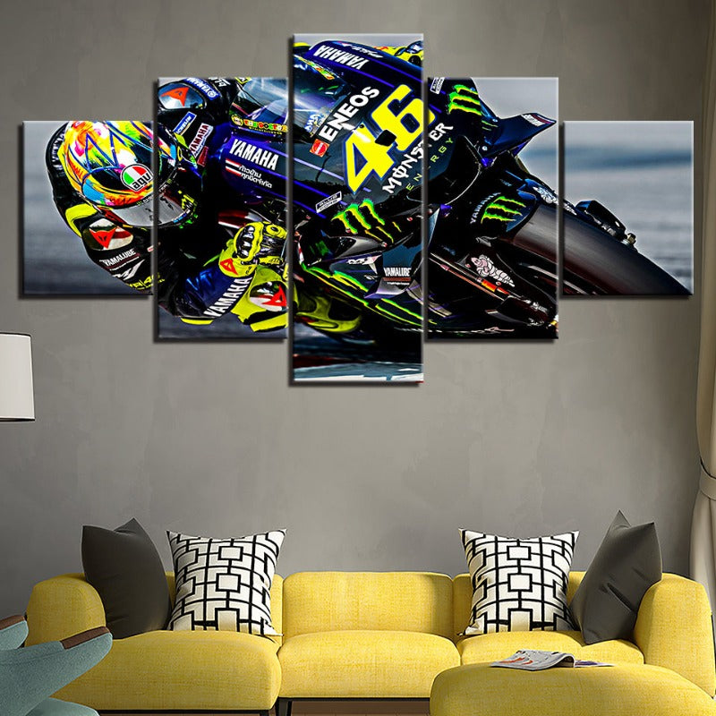 Dynamic Motorcycle Racing Canvas Art - 5 Panel Set