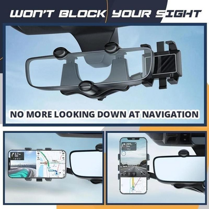 Adjustable Car Mirror Smartphone Mount | Fits Devices Up to 6.5 Inches | Conveniently Collapsible Design
