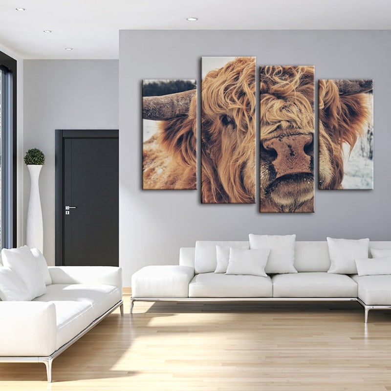 Charming Cow Canvas Art Set - 4 Piece Wall Décor