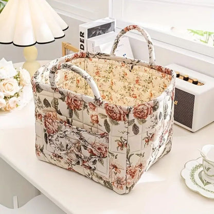 Elegant Floral Fabric Organizer Basket