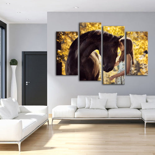 Equestrian Harmony: 4-Piece Canvas Art Set for Home Décor